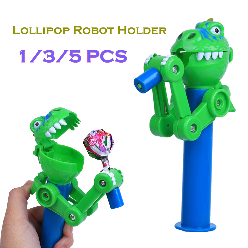Spicy Food Snacks - 1/3/5PCS Dinosaur Lollipop Robot Holder Creative
