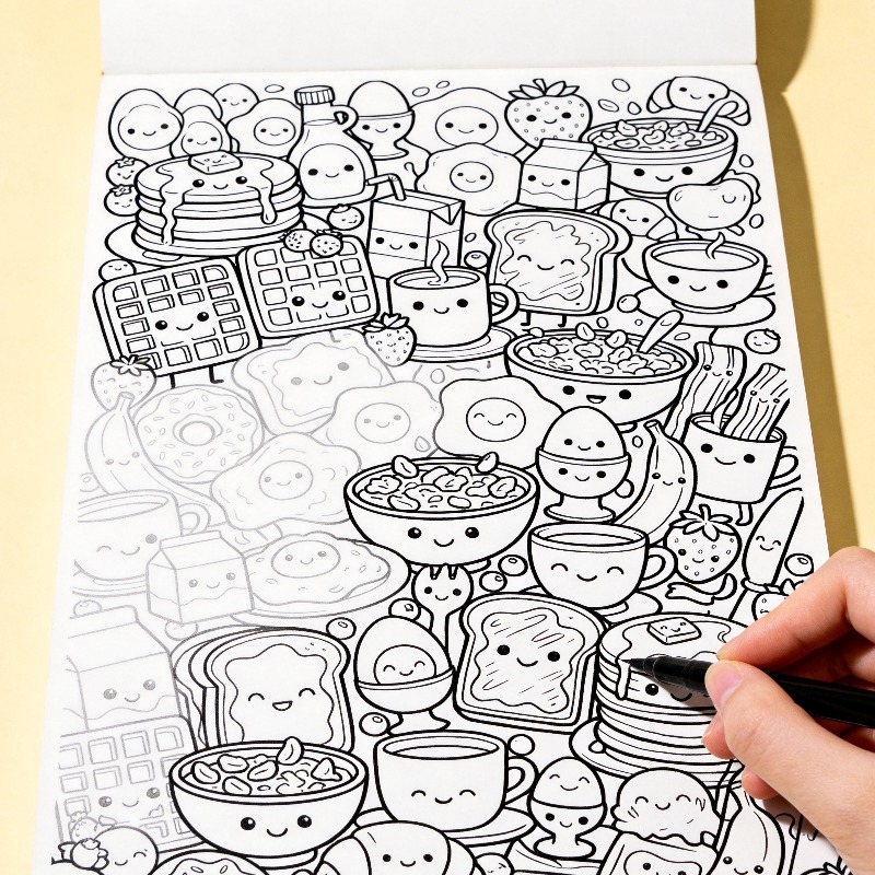 Food Snacks Coloring Book - An Adult Decompression and Meditation Hand