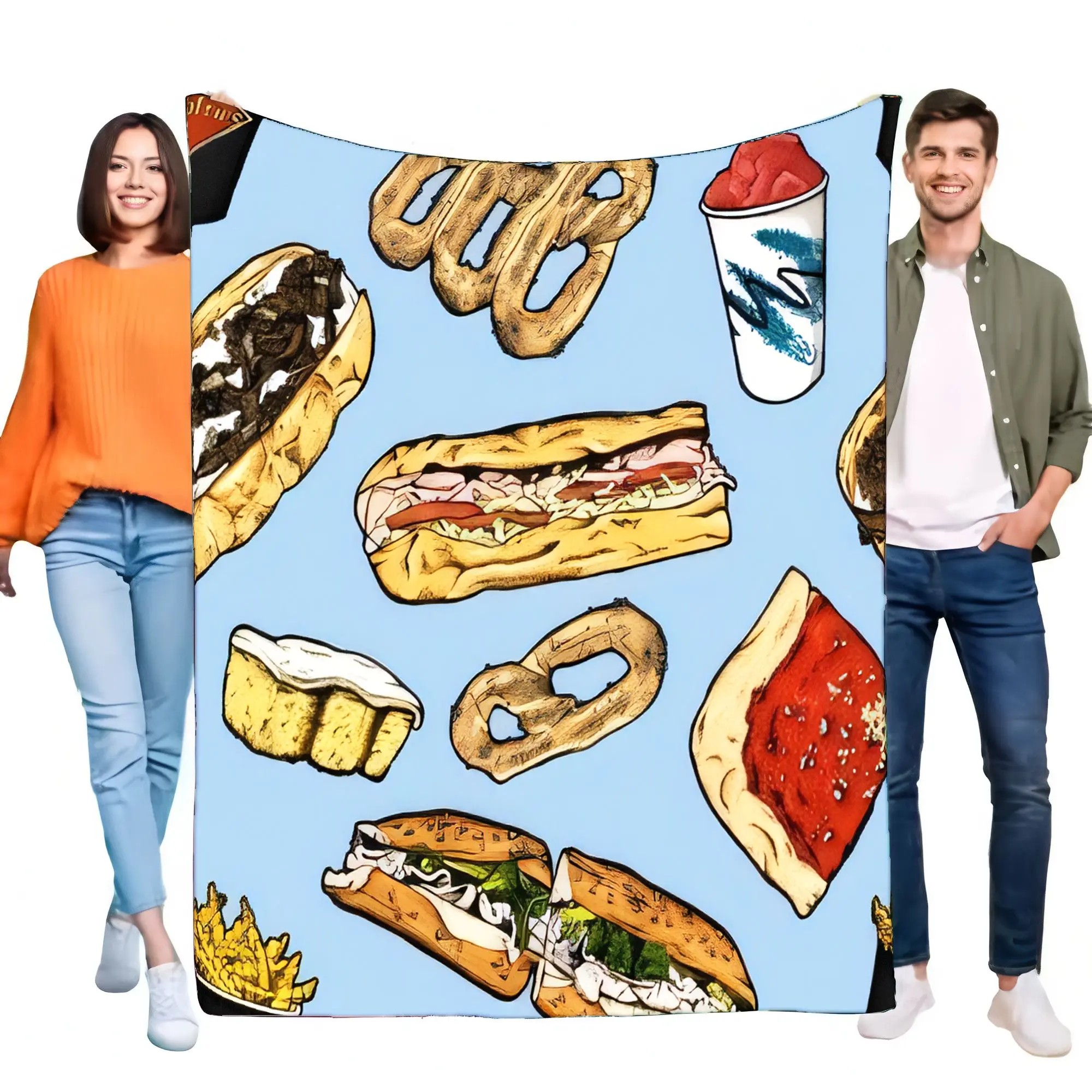 Snack Food Pattern Flannel Fle - Soft Food Snacks Kids review and price