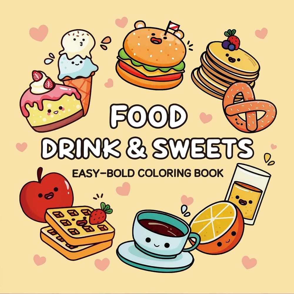 Food Drink & Sweets Easy-bold  - Food Snacks Coloring Book review and price