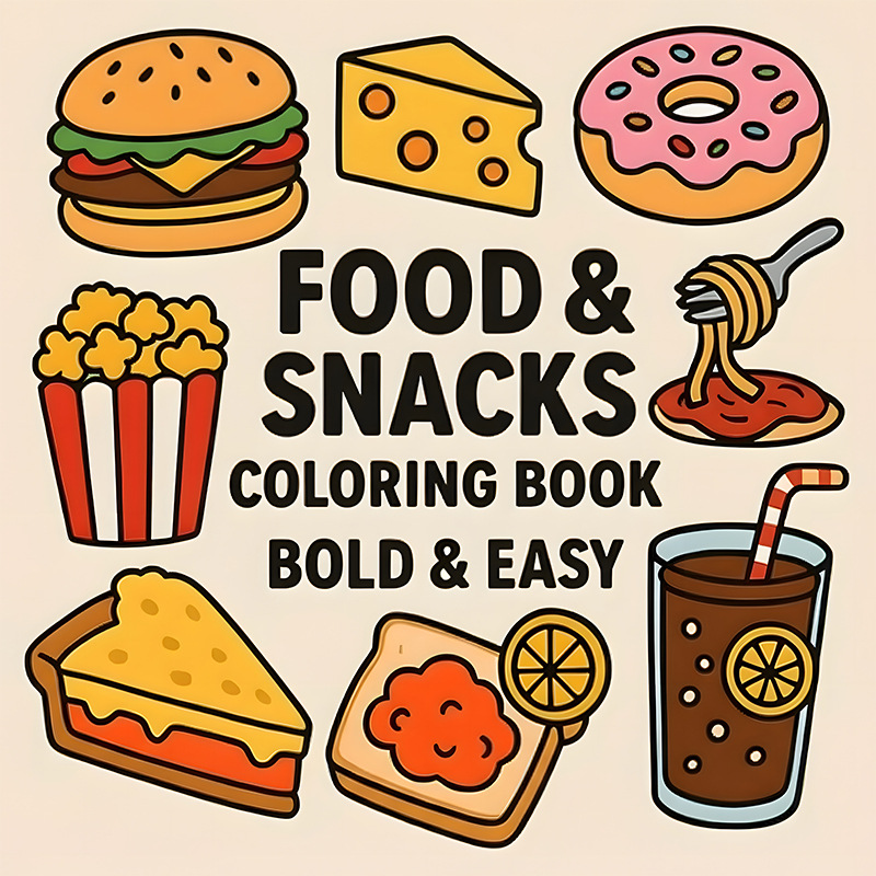 Thick Food & Snack Themed Colo - Food Snacks Coloring Book review and price