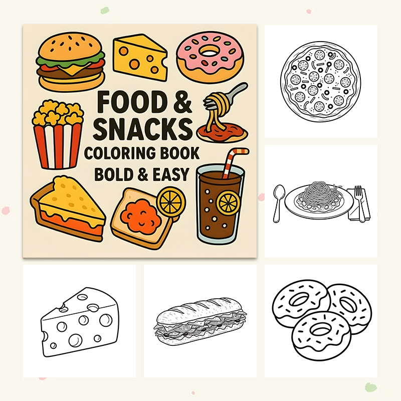 Thick Food & Snack Themed Colo - Food Snacks Coloring Book review and price