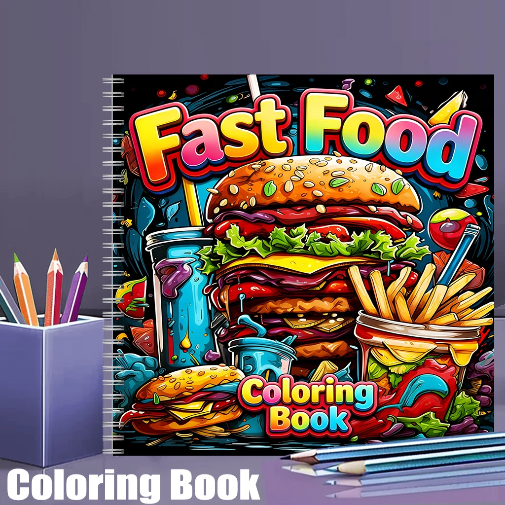 Fast Food Coloring Book for Ad - Food Snacks Coloring Book review and price