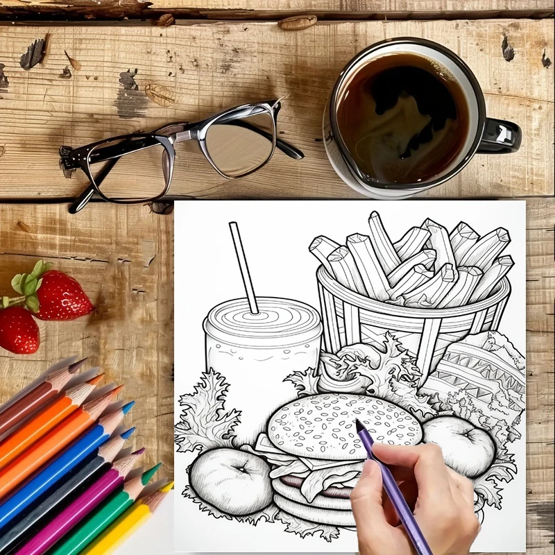Fast Food Coloring Book for Ad - Food Snacks Coloring Book review and price